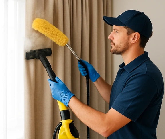 Trusted residential curtain cleaning technician Matty Curtain Cleaning one-mile QLD